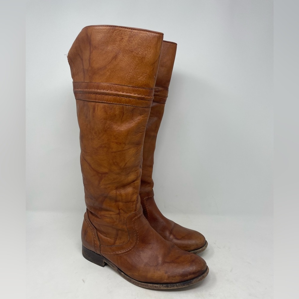 Frye Melissa Trapunto tall Riding Boots size 6.5 B 76442 brown leather